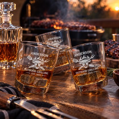 Gift for Grillmasters – Square Decanter Set with 2 Glasses, 9 Whiskey Stones & Wooden Box – image 08