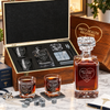 Healthcare Company Gifts – Square Decanter Set with 2 Glasses, 9 Whiskey Stones & Wooden Box