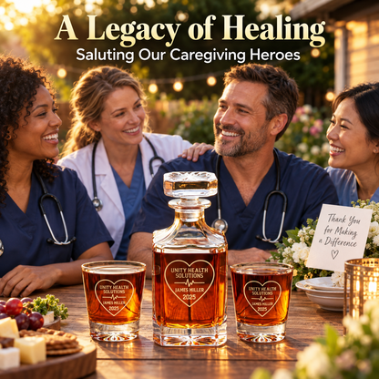 Healthcare Company Gifts – Square Decanter Set with 2 Glasses, 9 Whiskey Stones & Wooden Box – image 11