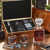 Human Resources Company Gifts – Square Decanter Set with 2 Glasses, 9 Whiskey Stones & Wooden Box