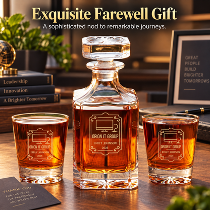 Technology Company Gifts – Square Decanter Set with 2 Glasses, 9 Whiskey Stones & Wooden Box – image 18