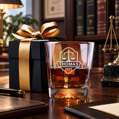 Legal Company Gifts – Square Decanter Set with 2 Glasses, 9 Whiskey Stones & Wooden Box – image 06