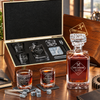 Manufacturing Company Gifts – Square Decanter Set with 2 Glasses, 9 Whiskey Stones & Wooden Box