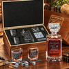 Retirement Gift – Square Decanter Set with 2 Glasses, 9 Whiskey Stones & Wooden Box