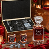 Valentine's Day Gift – Square Decanter Set with 2 Glasses, 9 Whiskey Stones & Wooden Box