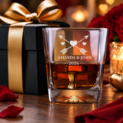 Valentine's Day Gift – Square Decanter Set with 2 Glasses, 9 Whiskey Stones & Wooden Box – image 06