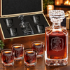 Birthday Gift – Square Decanter Set with 4 Glasses & Wooden Box