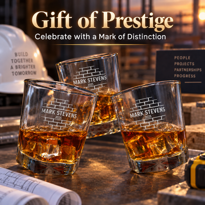 Construction Company Gifts – Square Decanter Set with 4 Glasses & Wooden Box – image 18