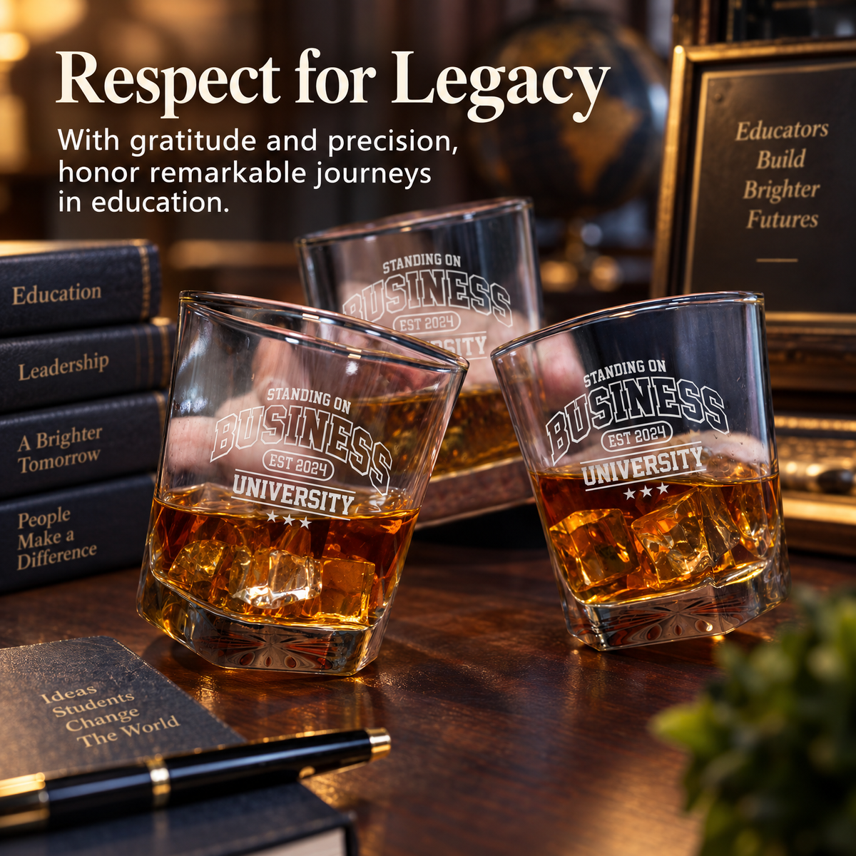 Education Company Gifts – Square Decanter Set with 4 Glasses & Wooden Box – image 18