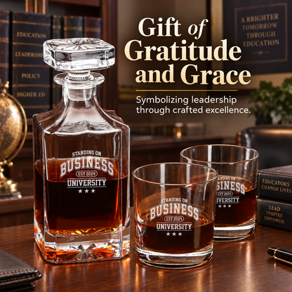 Education Company Gifts – Square Decanter Set with 4 Glasses & Wooden Box – image 20
