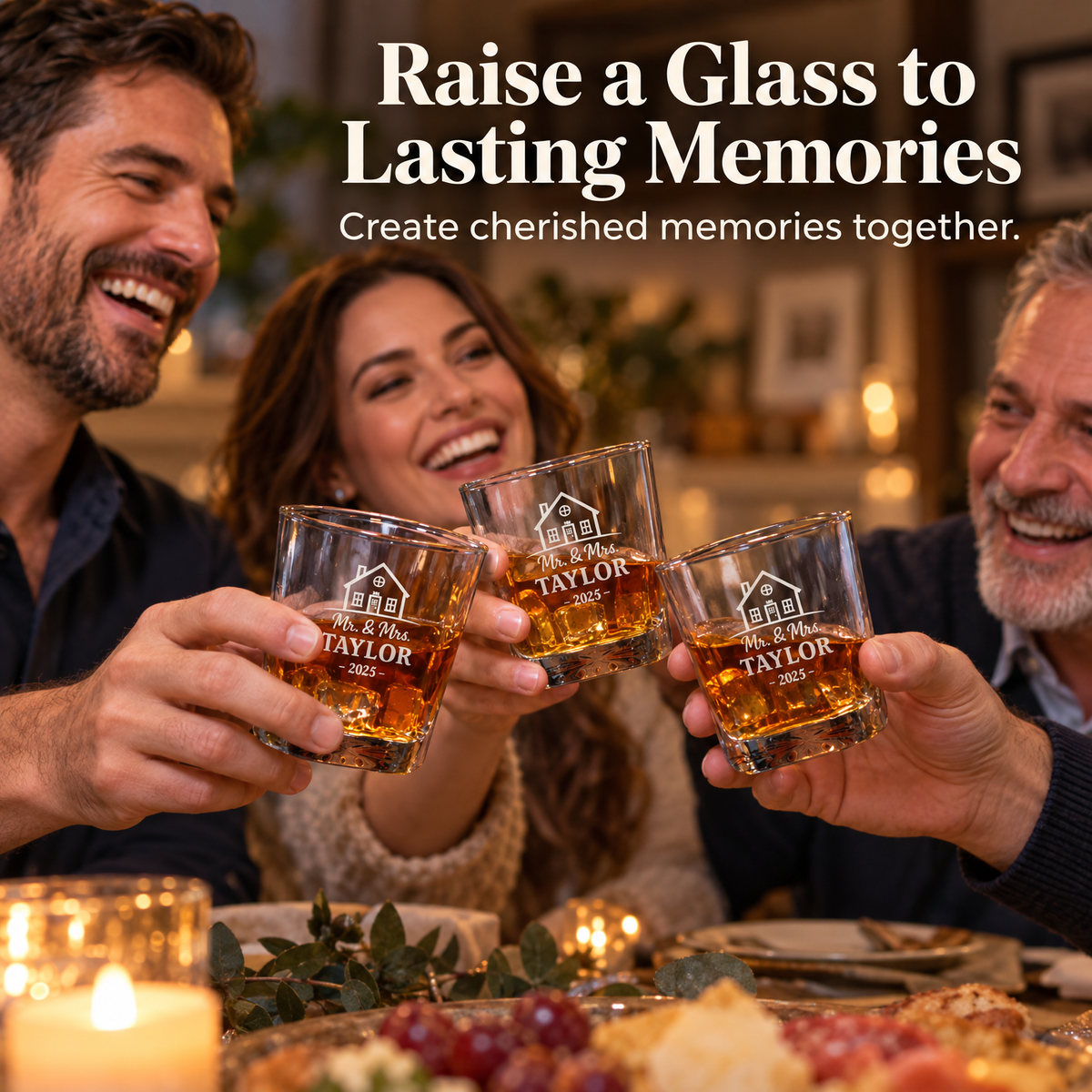 Family Gift – Square Decanter Set with 4 Glasses & Wooden Box product image