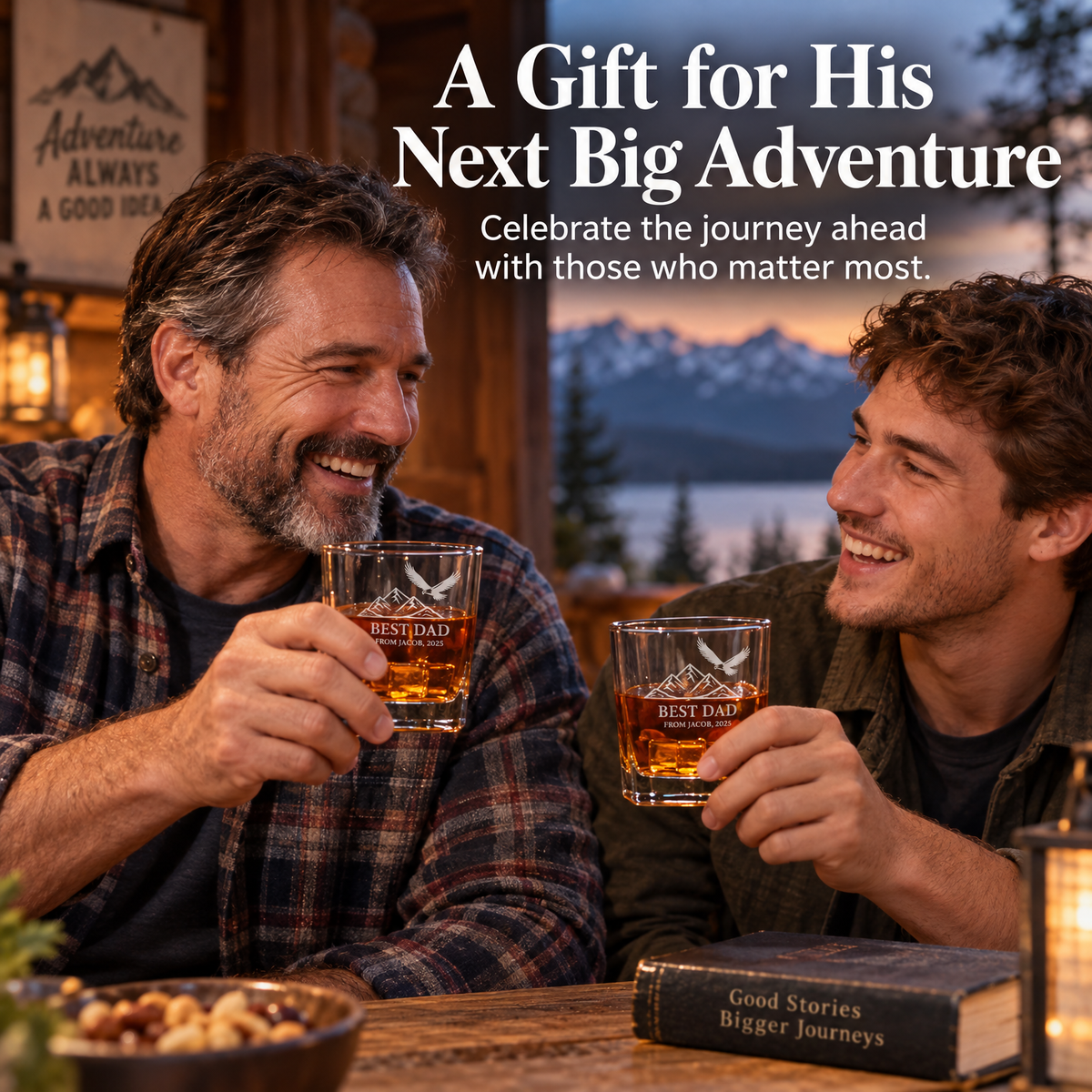 Gift for Father – Square Decanter Set with 4 Glasses & Wooden Box product image