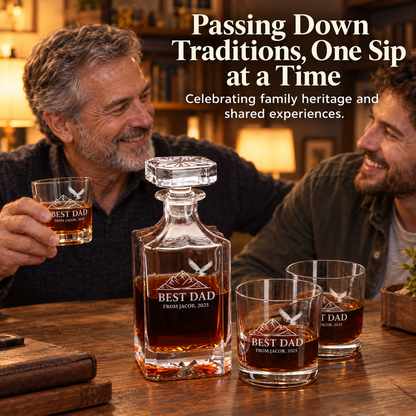 Gift for Father – Square Decanter Set with 4 Glasses & Wooden Box – image 11