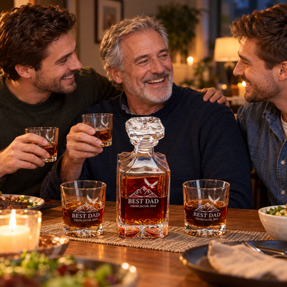 Gift for Father – Square Decanter Set with 4 Glasses & Wooden Box – image 15