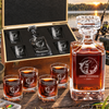 Gift for Fishermen – Square Decanter Set with 4 Glasses & Wooden Box
