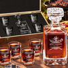 Gift for Grillmasters – Square Decanter Set with 4 Glasses & Wooden Box
