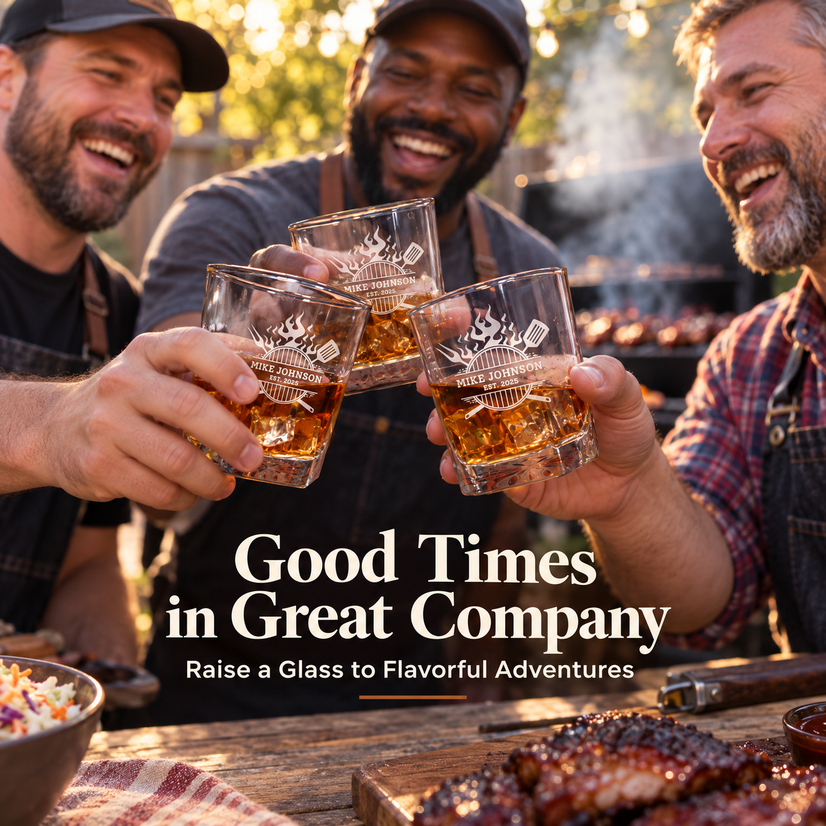 Gift for Grillmasters – Square Decanter Set with 4 Glasses & Wooden Box product image