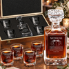 Groomsman Gift – Square Decanter Set with 4 Glasses & Wooden Box