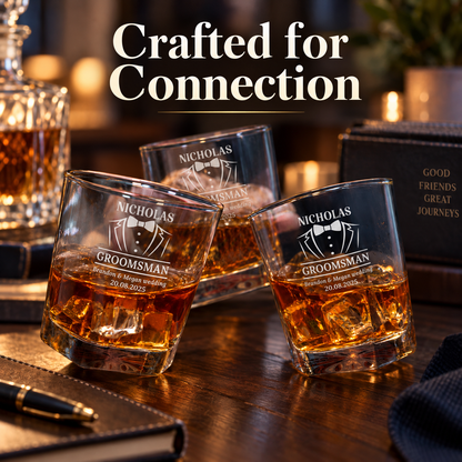 Groomsman Gift – Square Decanter Set with 4 Glasses & Wooden Box – image 18