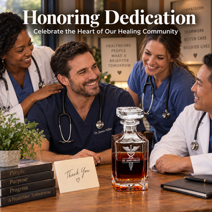 Healthcare Company Gifts – Square Decanter Set with 4 Glasses & Wooden Box – image 03