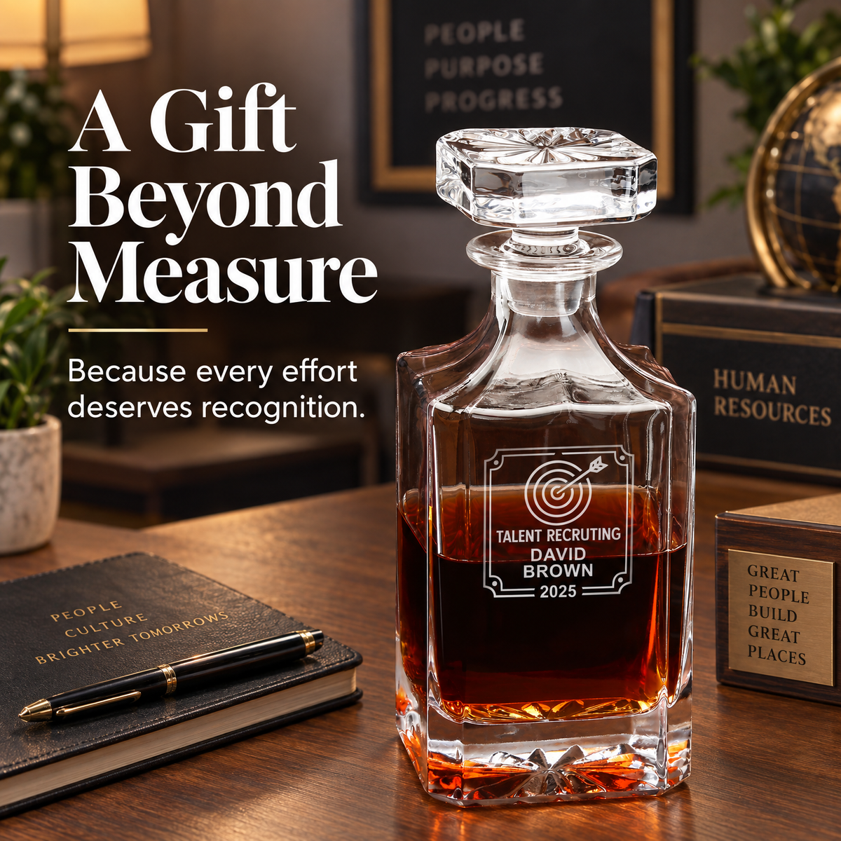 Human Resources Company Gifts – Square Decanter Set with 4 Glasses & Wooden Box – image 16