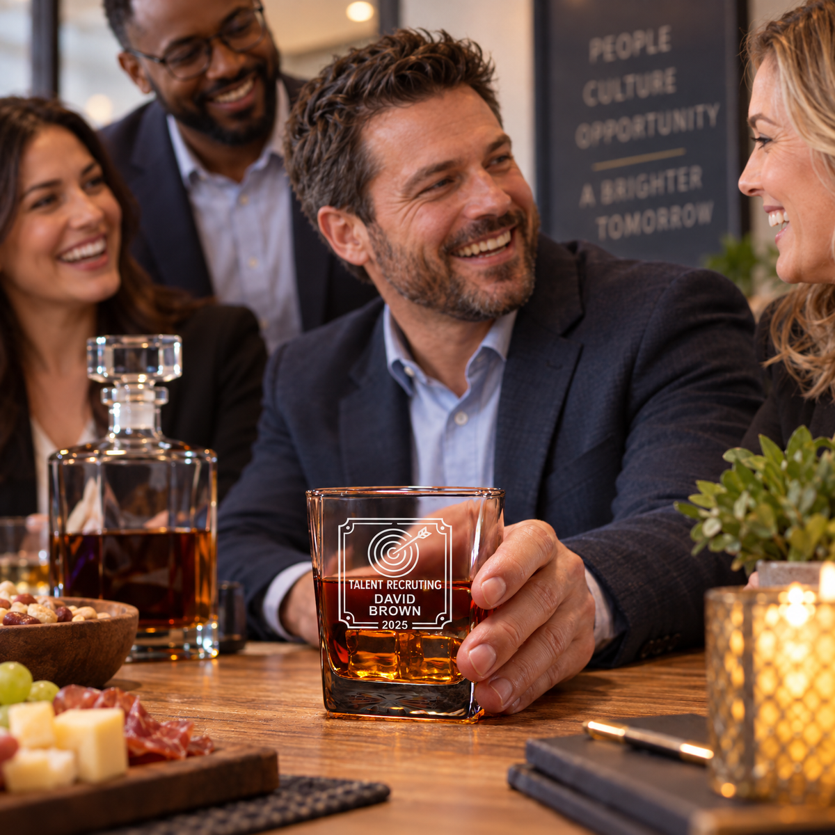 Human Resources Company Gifts – Square Decanter Set with 4 Glasses & Wooden Box – image 17