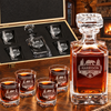 Gift for Hunters – Square Decanter Set with 4 Glasses & Wooden Box