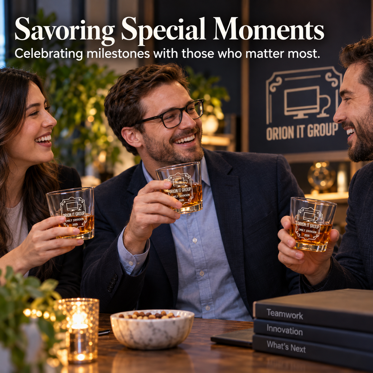 Technology Company Gifts – Square Decanter Set with 4 Glasses & Wooden Box product image