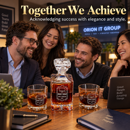 Technology Company Gifts – Square Decanter Set with 4 Glasses & Wooden Box – image 09
