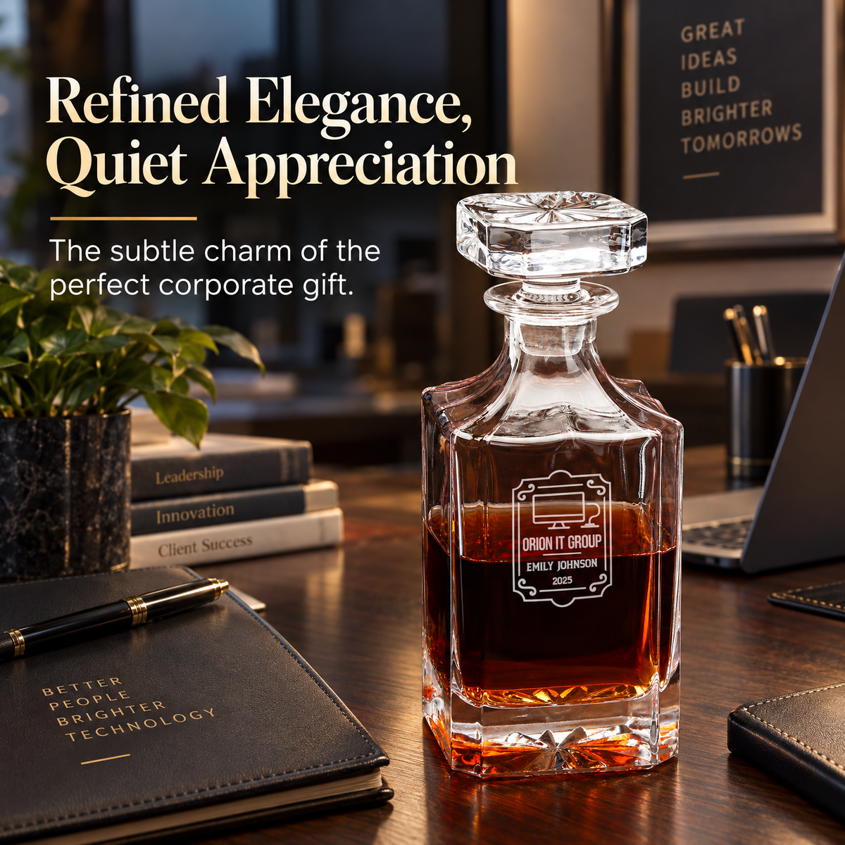 Technology Company Gifts – Square Decanter Set with 4 Glasses & Wooden Box – image 16