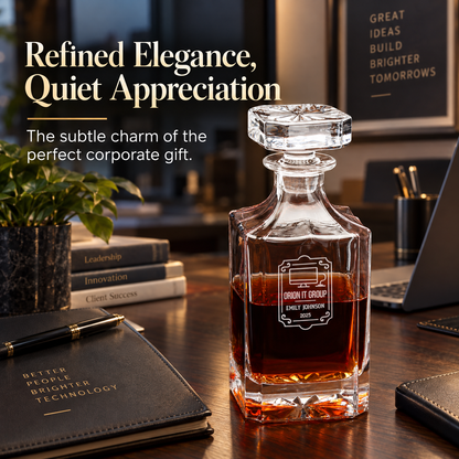 Technology Company Gifts – Square Decanter Set with 4 Glasses & Wooden Box – image 16