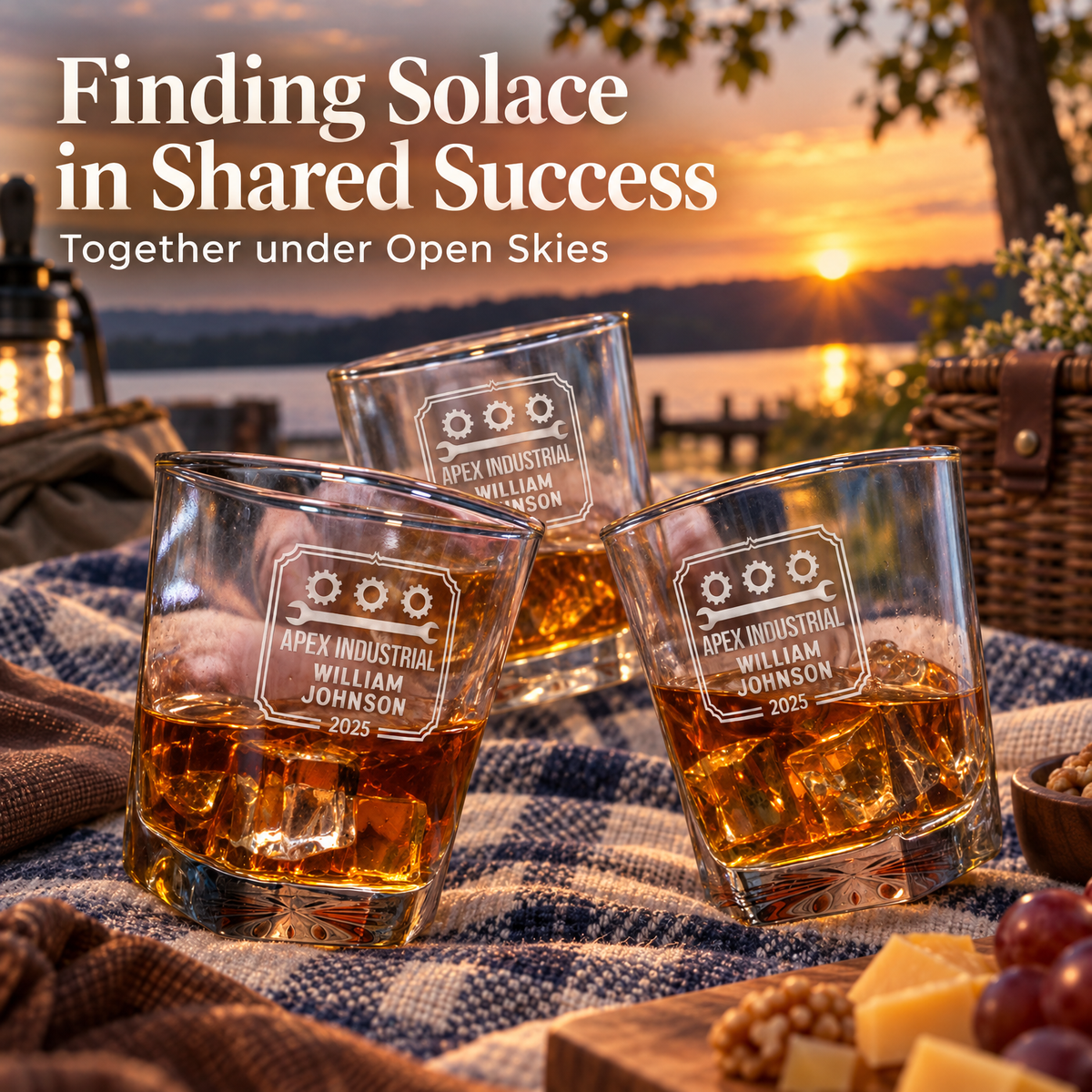 Manufacturing Company Gifts – Square Decanter Set with 4 Glasses & Wooden Box – image 18