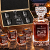Gift for Outdoorsmen – Square Decanter Set with 4 Glasses & Wooden Box