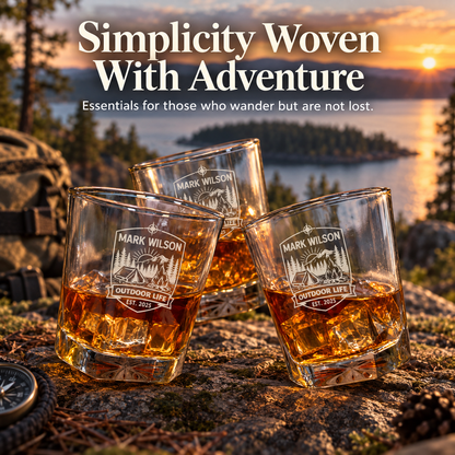 Gift for Outdoorsmen – Square Decanter Set with 4 Glasses & Wooden Box – image 18