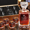 Travel & Hospitality Company Gifts – Square Decanter Set with 4 Glasses & Wooden Box