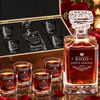 Valentine's Day Gift – Square Decanter Set with 4 Glasses & Wooden Box