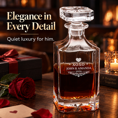 Valentine's Day Gift – Square Decanter Set with 4 Glasses & Wooden Box – image 16