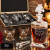 Anniversary Gift – Twisted Decanter Set with 2 Glasses, 2 Whiskey Balls & Wooden Box