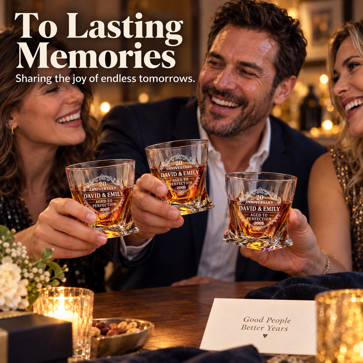 Anniversary Gift – Twisted Decanter Set with 2 Glasses, 2 Whiskey Balls & Wooden Box product image