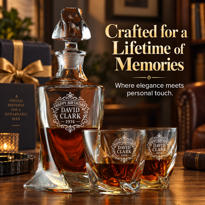 Birthday Gift – Twisted Decanter Set with 2 Glasses, 2 Whiskey Balls & Wooden Box – image 12