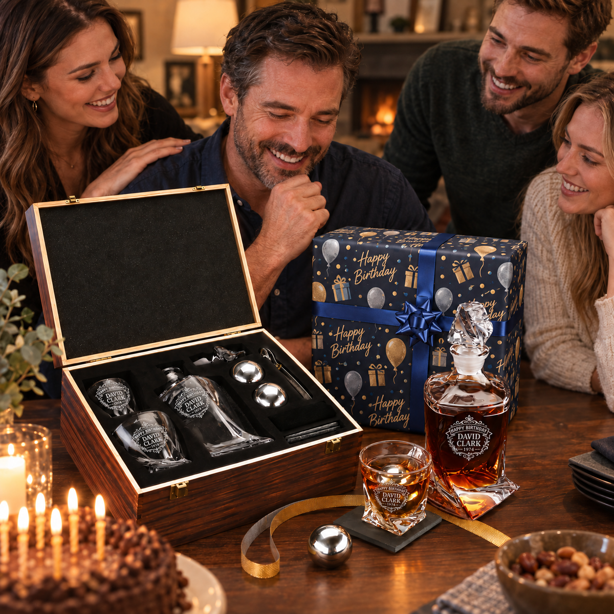 Birthday Gift – Twisted Decanter Set with 2 Glasses, 2 Whiskey Balls & Wooden Box – image 17