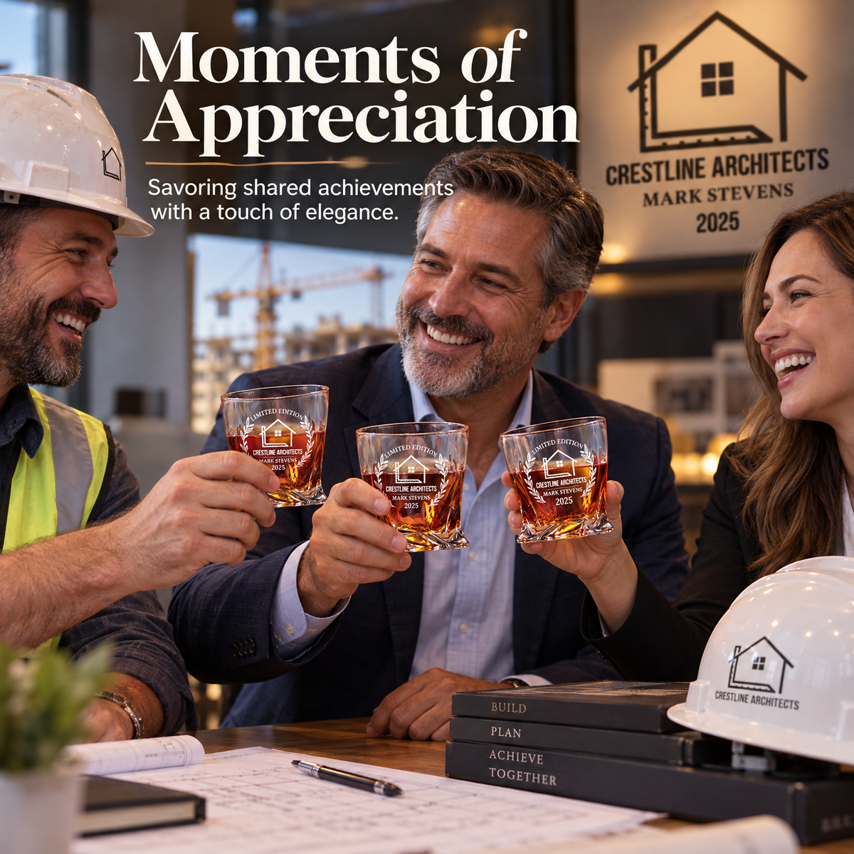 Construction Company Gifts – Twisted Decanter Set with 2 Glasses, 2 Whiskey Balls & Wooden Box product image