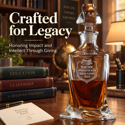 Education Company Gifts – Twisted Decanter Set with 2 Glasses, 2 Whiskey Balls & Wooden Box – image 18