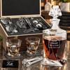 Real Estate Company Gifts – Twisted Decanter Set with 2 Glasses, 2 Whiskey Balls & Wooden Box