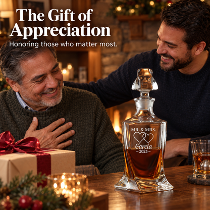 Family Gift – Twisted Decanter Set with 2 Glasses, 2 Whiskey Balls & Wooden Box – image 05