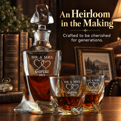 Family Gift – Twisted Decanter Set with 2 Glasses, 2 Whiskey Balls & Wooden Box – image 12