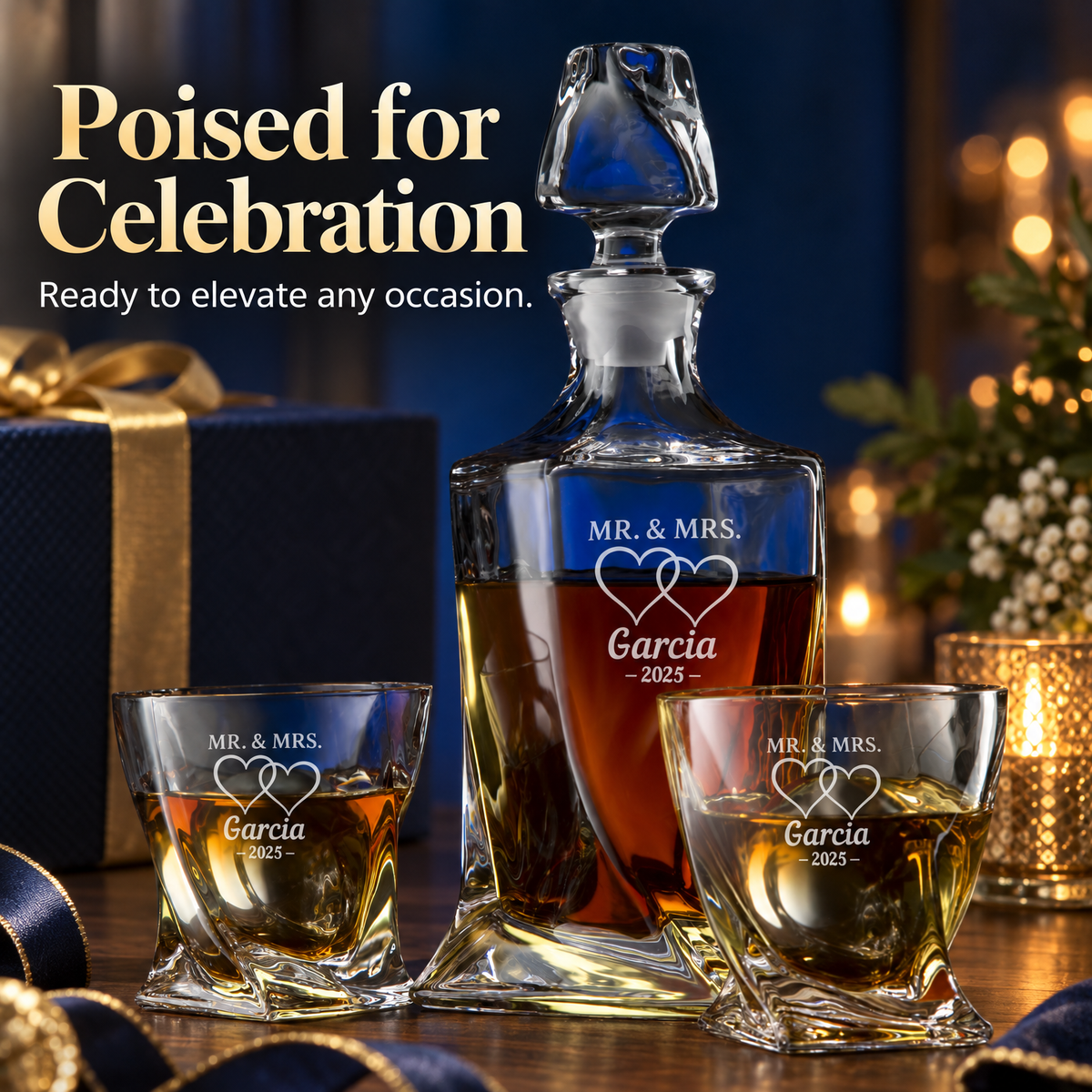 Family Gift – Twisted Decanter Set with 2 Glasses, 2 Whiskey Balls & Wooden Box – image 16