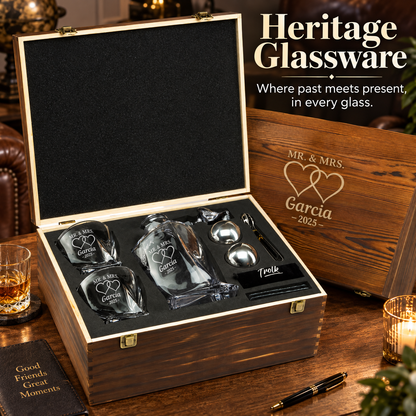 Family Gift – Twisted Decanter Set with 2 Glasses, 2 Whiskey Balls & Wooden Box – image 20