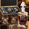 Gift for Father – Twisted Decanter Set with 2 Glasses, 2 Whiskey Balls & Wooden Box