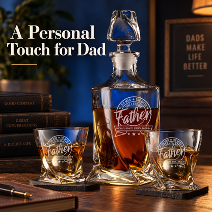 Gift for Father – Twisted Decanter Set with 2 Glasses, 2 Whiskey Balls & Wooden Box – image 16